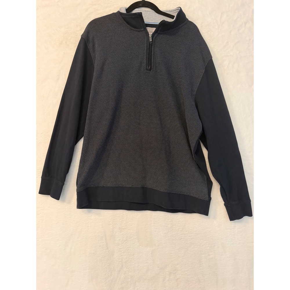 Ted Baker Mens XXL Navy Blue Textured Quarter Zip Pullover Sweater 1816488